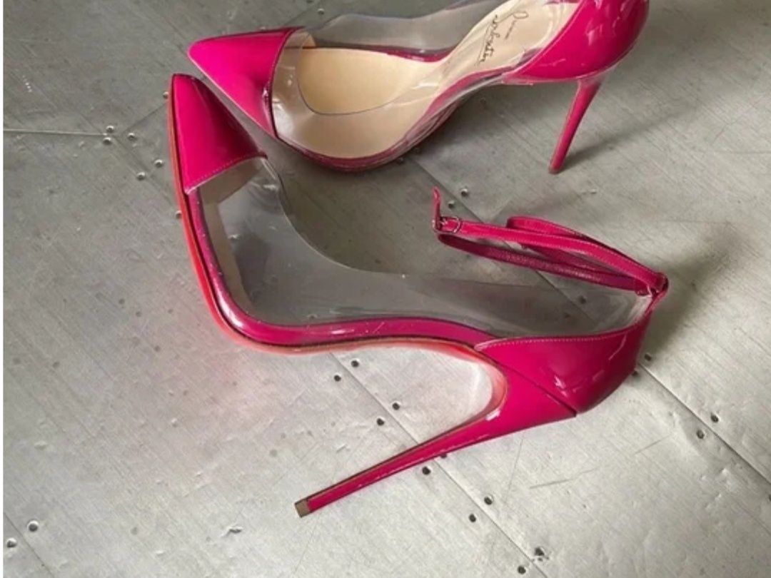 Christian Louboutin Лабутен оригинал каблук 12 см, натур. лак pіnk
