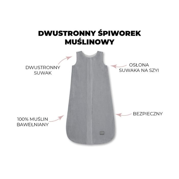 Dwustronny Śpiworek Muślinowy (0-4m) Rose - Sleepee