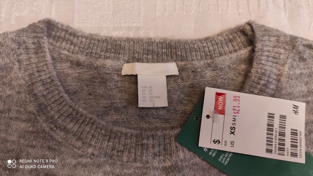 Новый свитер с шерстью H&M р. XS-S оверсайз джемпер