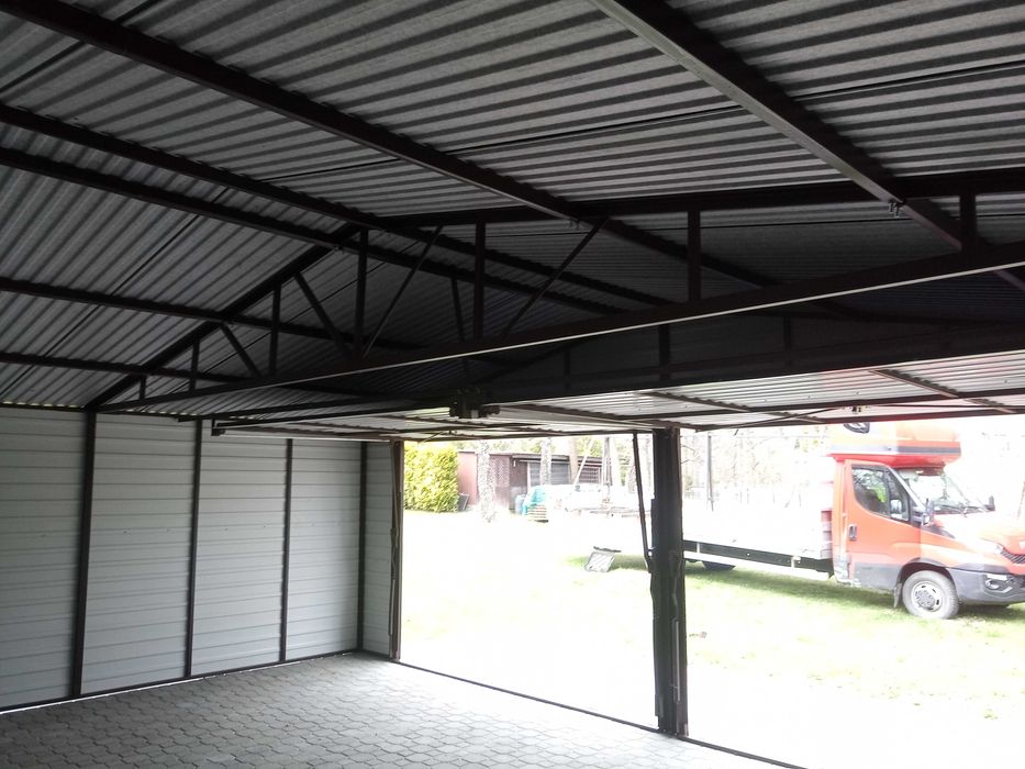 Garaż blaszany dwuspadowy 7x6 grafit profil zamknięty