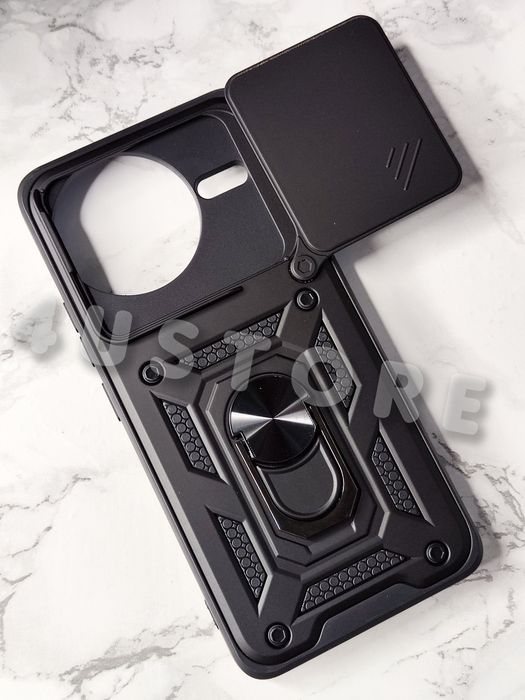 Чехол на Xiaomi Poco F7 Pro Ultra противоударный с кольцом со шторкой