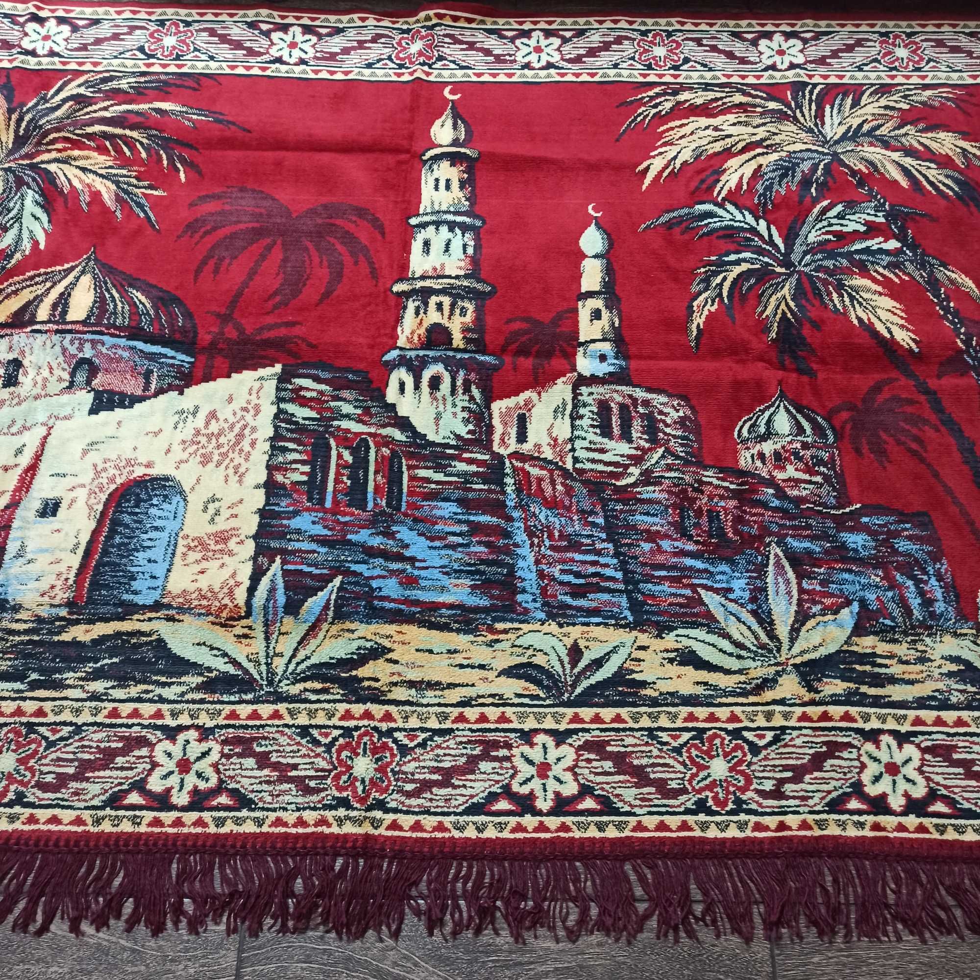 Раритетный восточный ковёр гобелен панно Мечеть Минарет Ислам