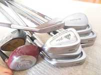 Conjunto de 10 tacos de golfe antigos
