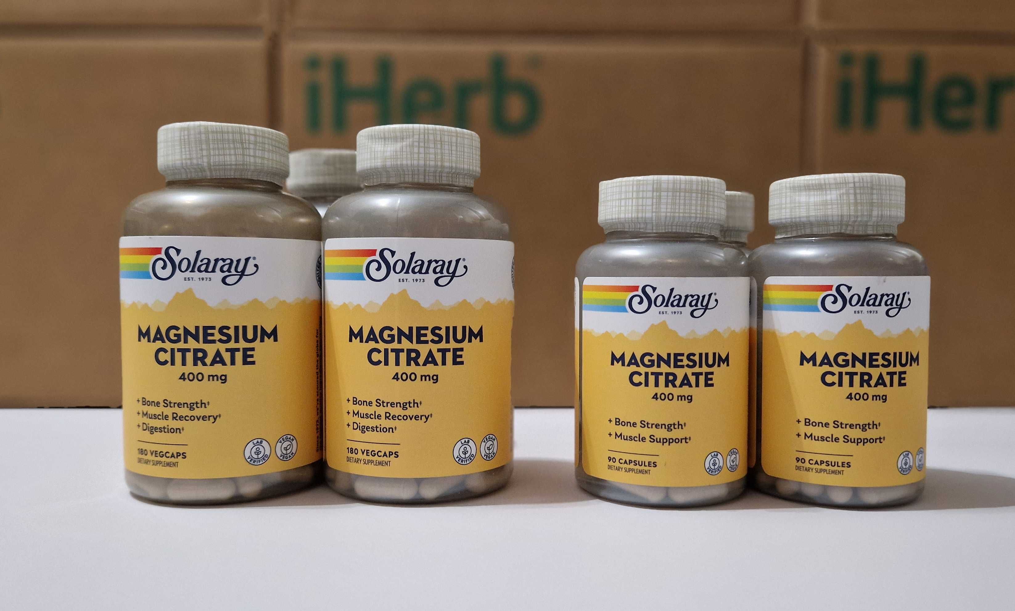 Solaray Магній цитрат, цитрат магнію, 90 та 180 шт. Magnesium citrate