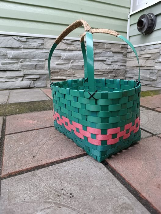 Ручна робота! Міцний Плетений Кошик з Поліпропіленової Стрічки.