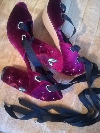 Sapatos de Veludo cor bordeaux