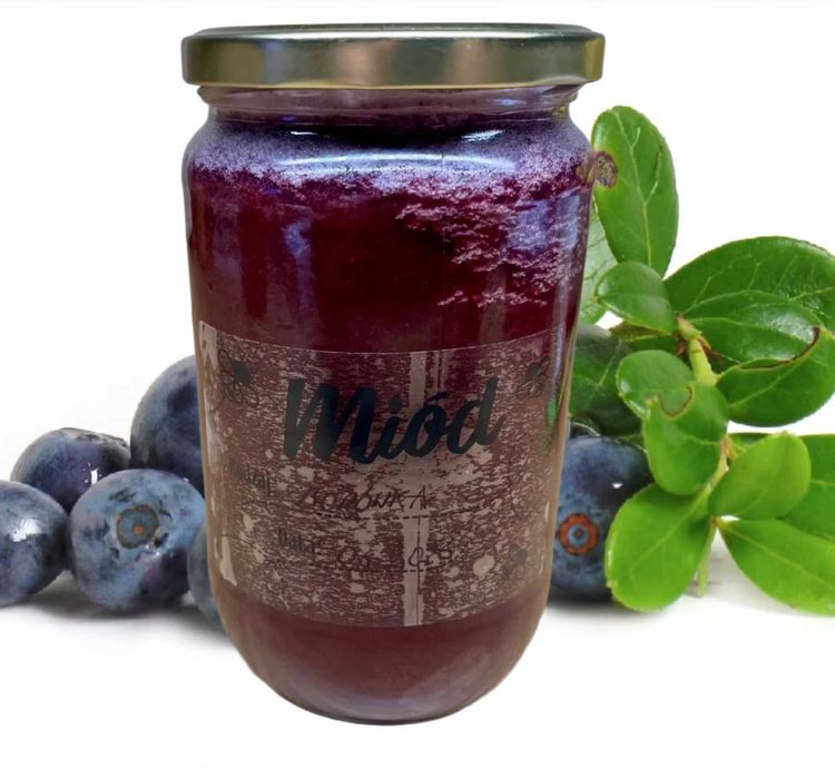 NATURALNY Miód SUPER CENA - Borówka 950g Duży Słoik