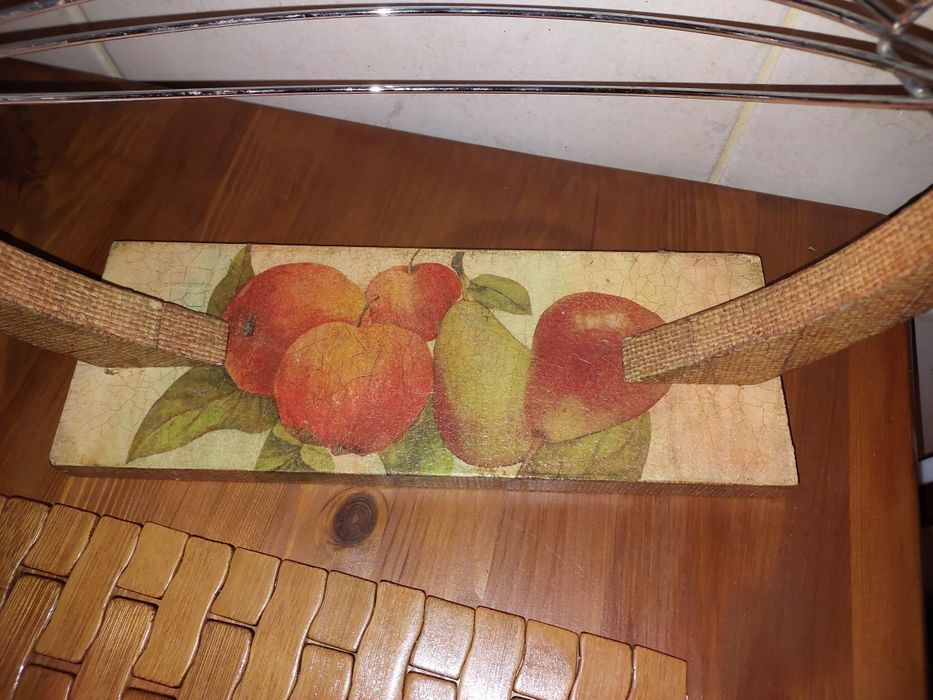 Koszyk kosz na owoce Decoupage bujany kosz metalowy hustawka
