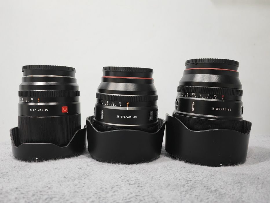 Zestaw obiektywów Viltrox Aps-c 13mm 1.4 27mm 1.2 75mm 1.2 Sony E