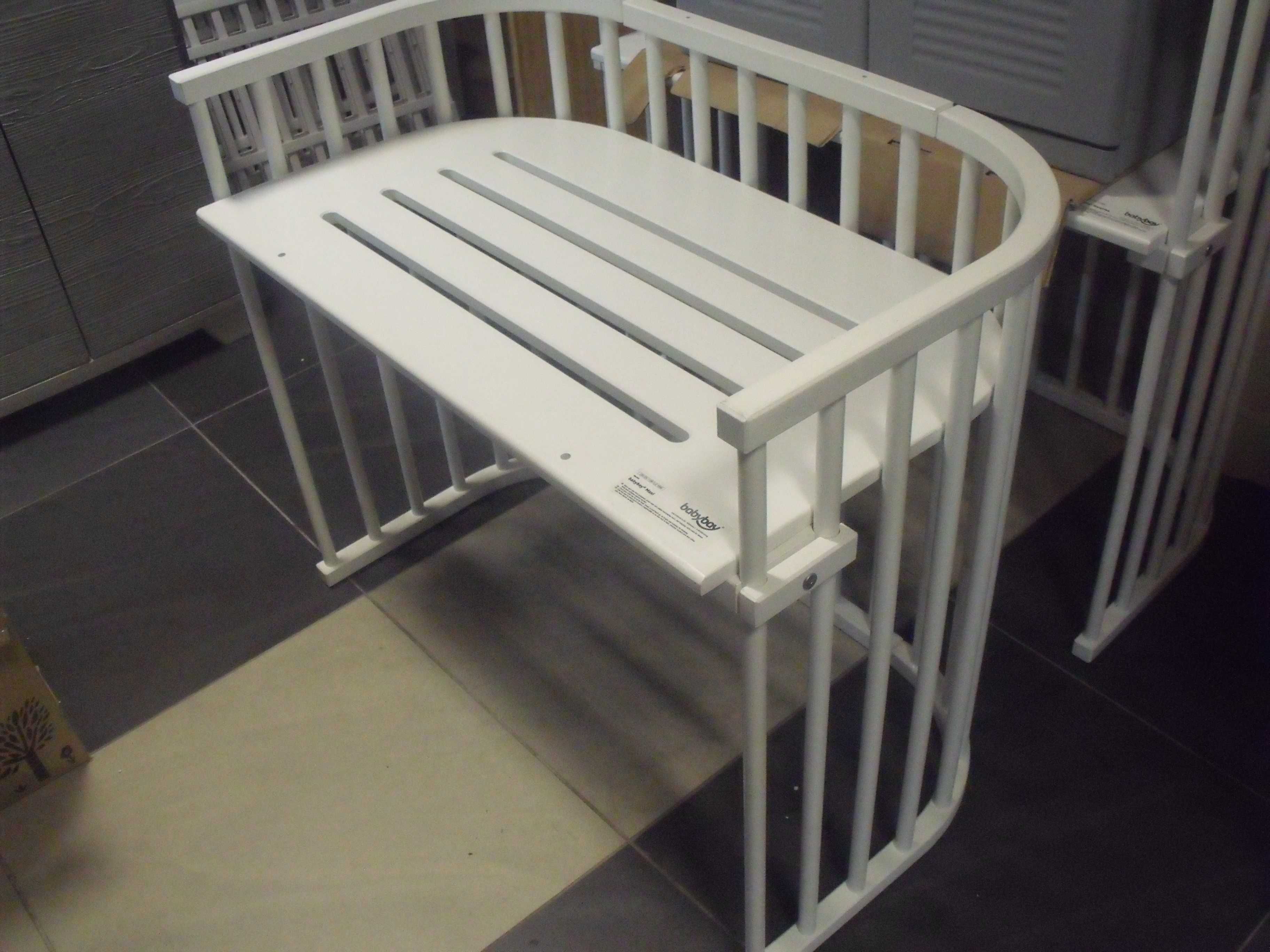 Łóżeczko dostawne dostawka drewniane białe babybay Boxspring