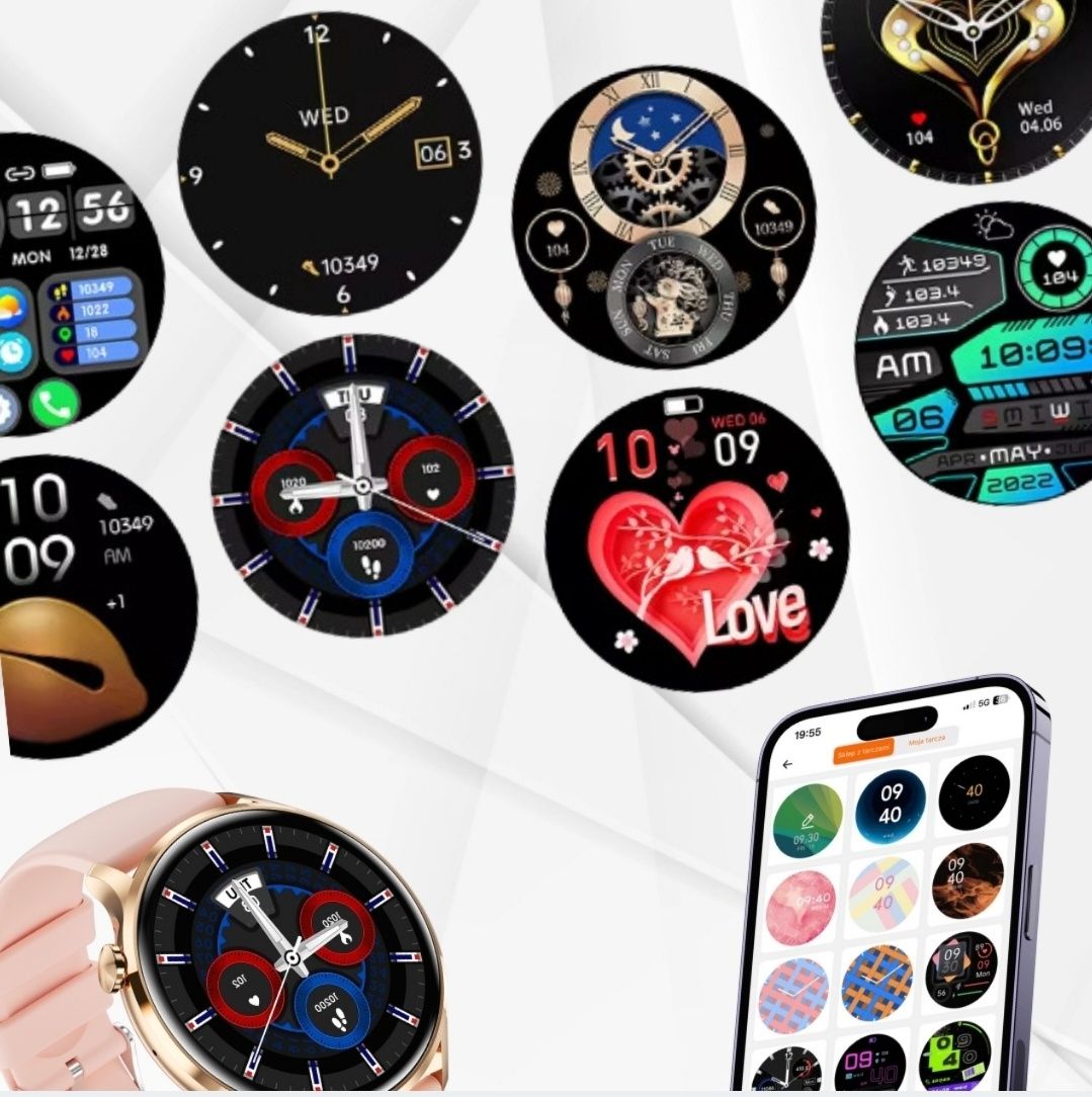 SMARTWATCH damski ZEGAREK wodoodporny PL MENU rozmowy SMART WATCH + 4