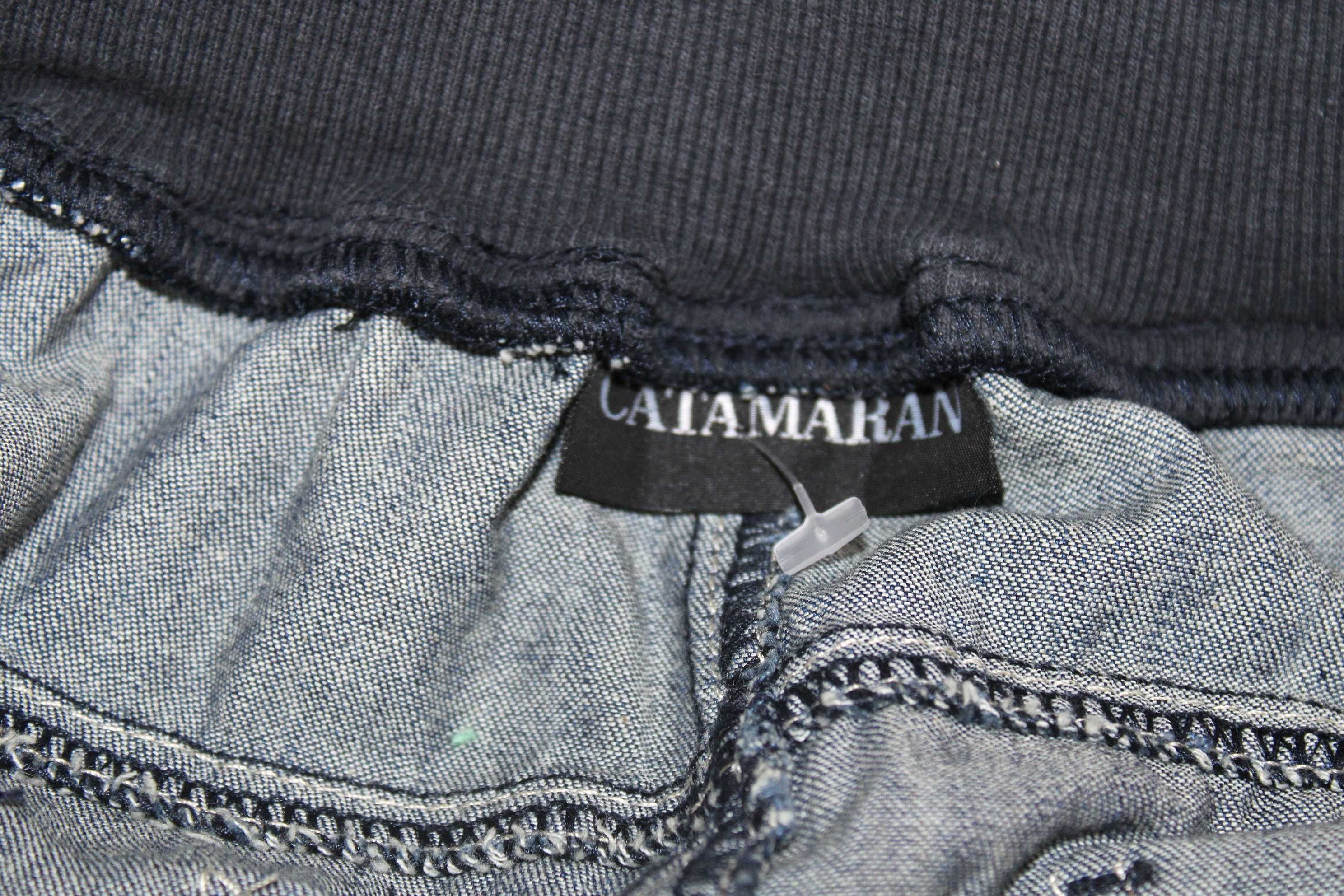 w8 CATAMARAN Wygodne Męskie Proste Spodnie Jeans w Gumkę M/L