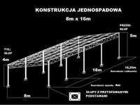 Konstrukcja skręcana wiata rolna garaż (16m x 8m) Hala Magazyn Blaszak