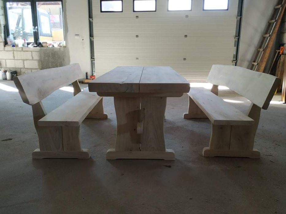 Zestaw ogrodowy topolowy stół + 2x ławka