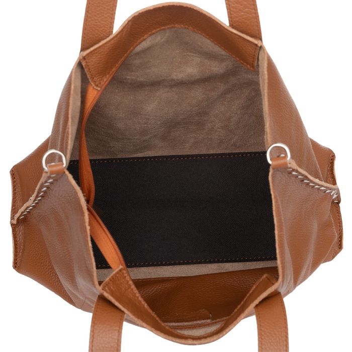 VERA PELLE torebka damska skórzana shopper z ćwiekami V494 c.zielona