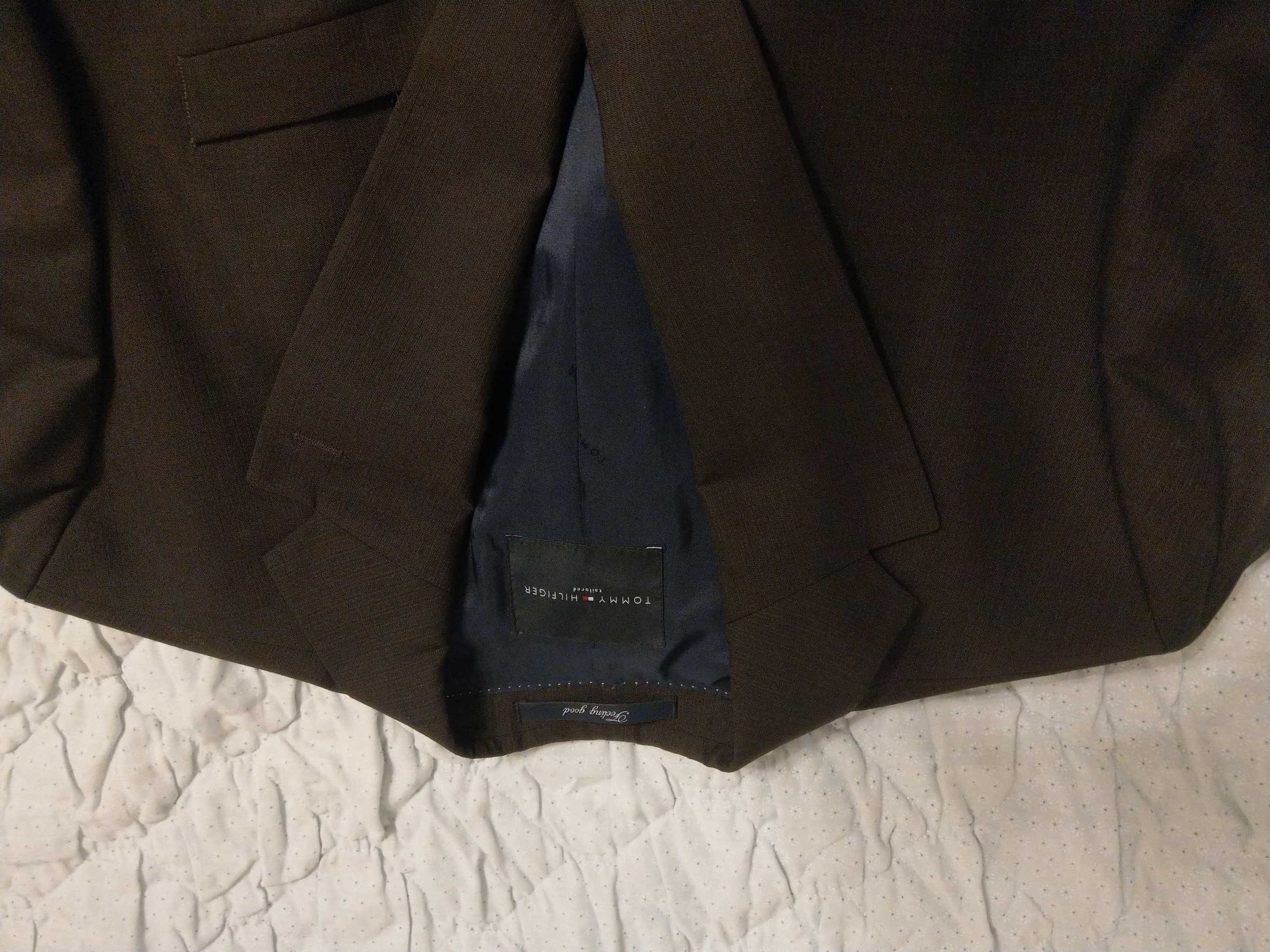 Nowa Tommy Hilfiger elegancka marynarka brazowa meska 100% welna