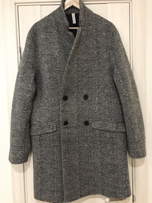 Zara мужское двубортное пальто в клетку size L