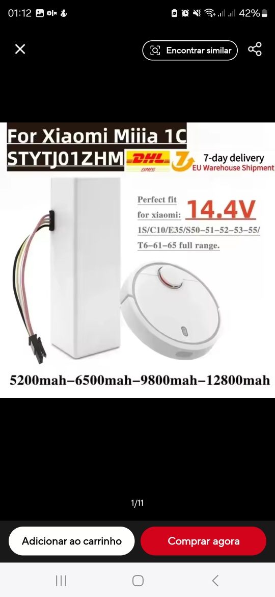 Bateria aspirador xiaumi nova