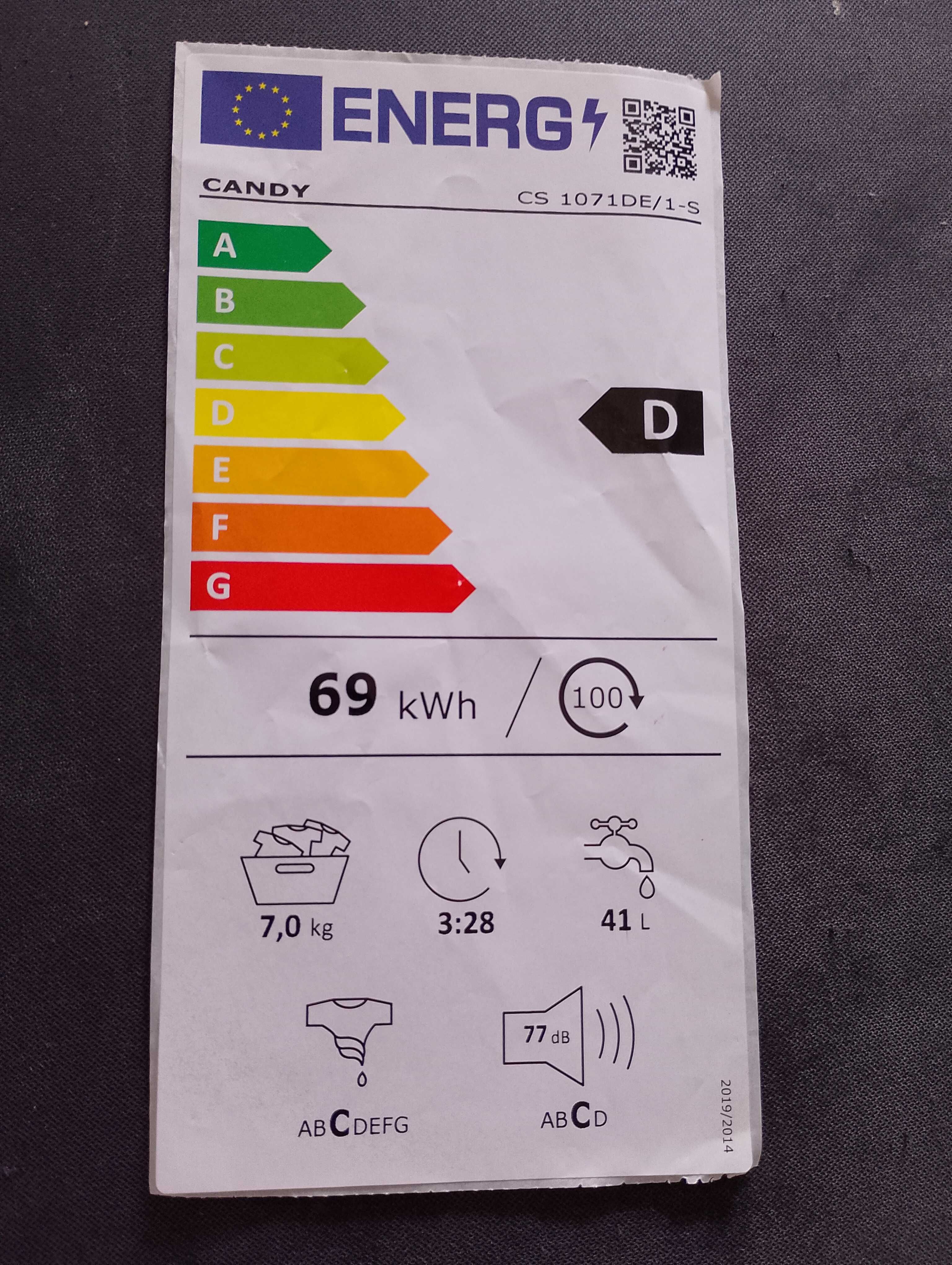 Máquina de lavar roupa Candy Smart, 7kg.