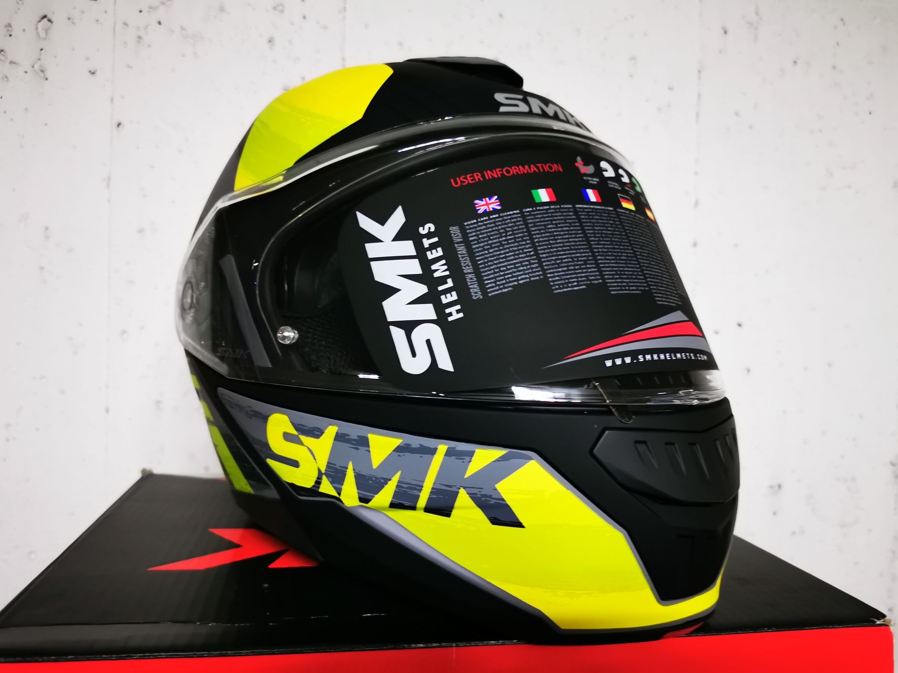 Capacete Modular SMK Tourleader Fluor / Cinza ( NOVOS )