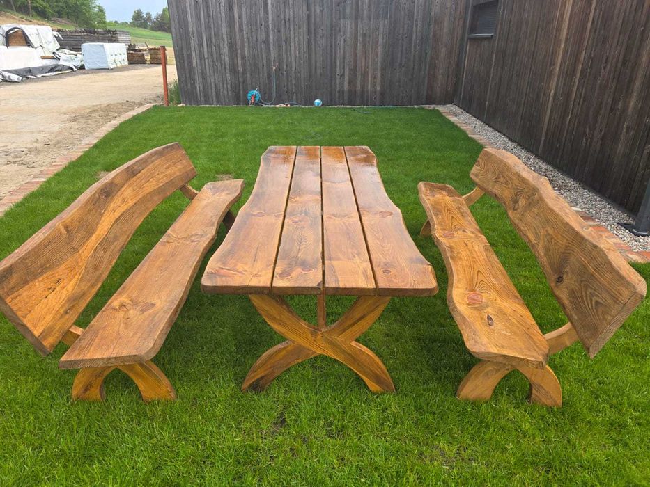 Komplet mebli ogrodowych z litego drewna świerkowego solidne PROMOCJA