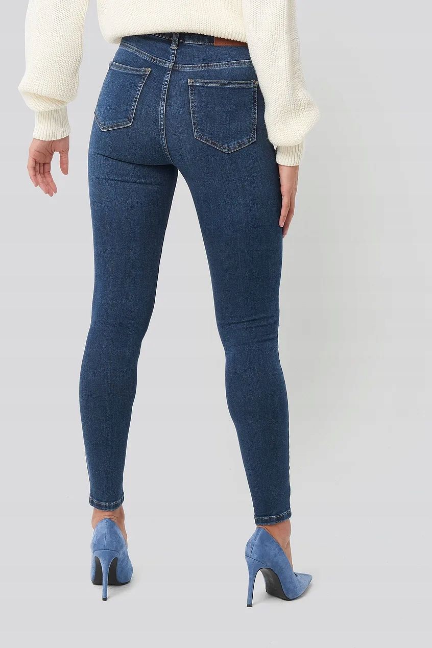Na-Kd Jeansy Damskie Rurki Podarte Granatowe Xs/S