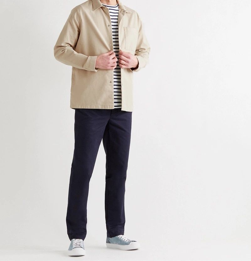 Бежевая Рубашка NN07 - Basim Stretch-Cotton Overshirt - Neutrals.