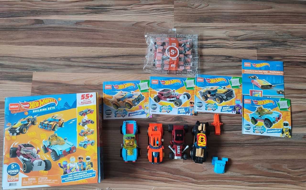 Zestaw Klocków Hot Wheels GVM13 485 elementów, cztery auta