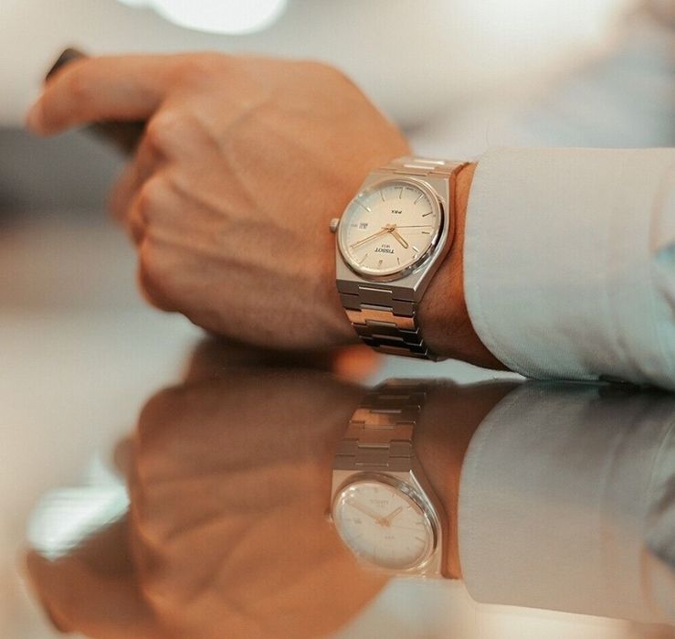 Tissot PRX Powermatic 80 40mm 04/2024 Dial Branco Bezel OURO ROSA PVD