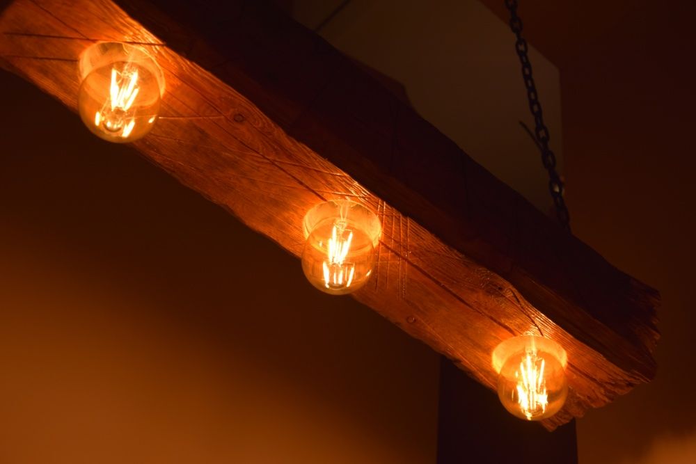 Lampa loft retro vintage drewno lite żyrandol hand made