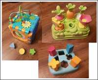 Zabawki sensoryczne, klocki, pianinko, ogródek, kostka