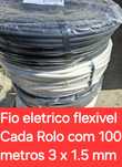 fio eletrico 3 x 1.5mm Rolo com 100 metros