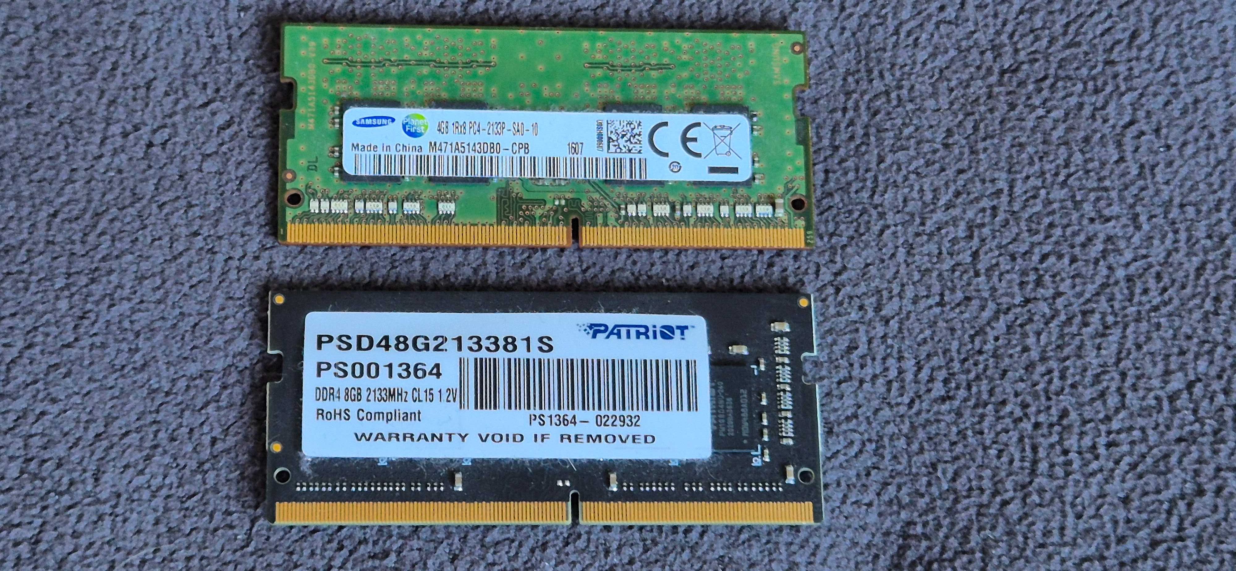 Pamięci RAM do laptopa – 2x używane (4GB, 8GB) sprawne (DDR4 2133 MHz)