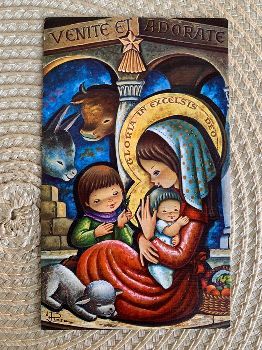 Postais religiosos e de Natal antigos vintage dos anos 70 / 80