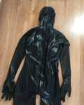 720 / OD RĘKI M Przebranie Kombinezon latex czarny 0.4 catsuit maska