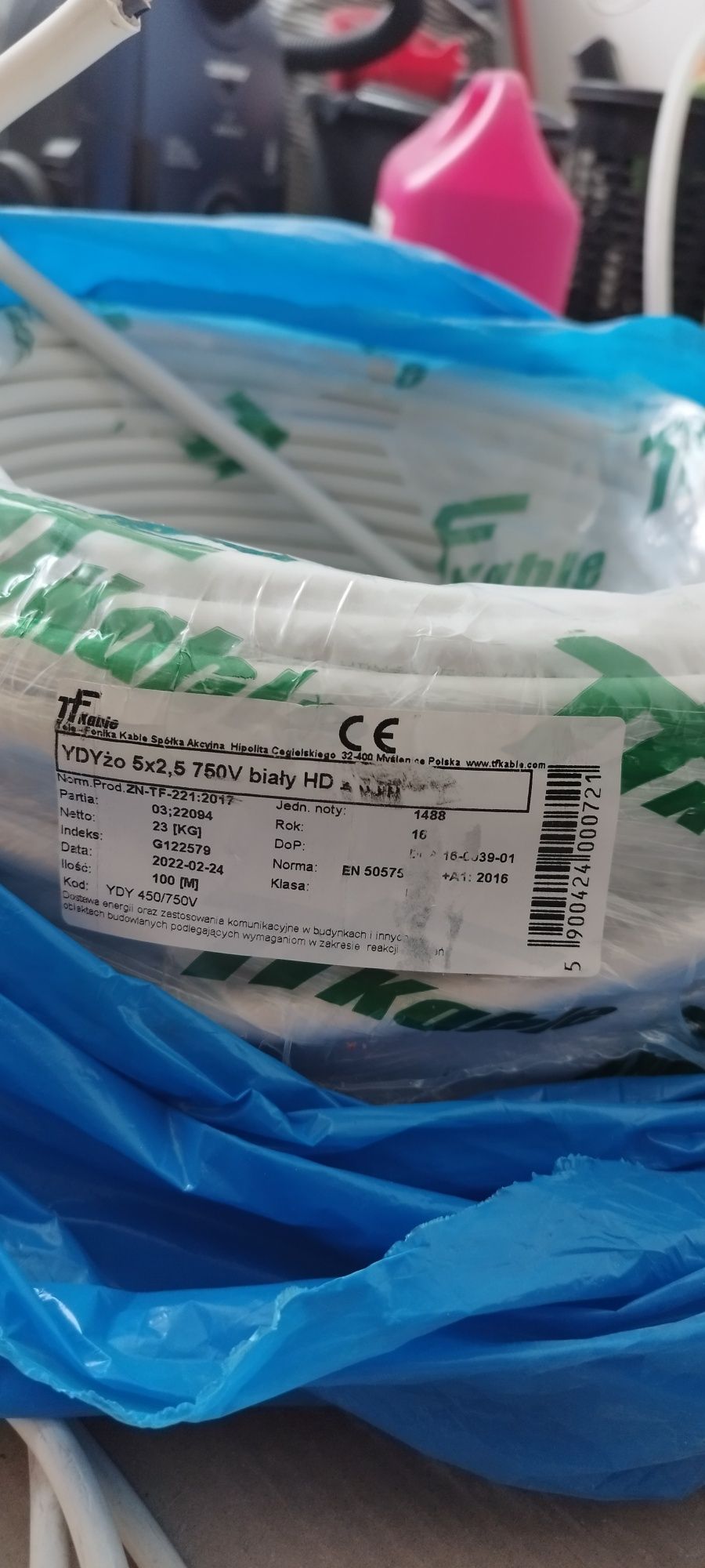 Kabel YDYżo 5x2,5 65m nowy
