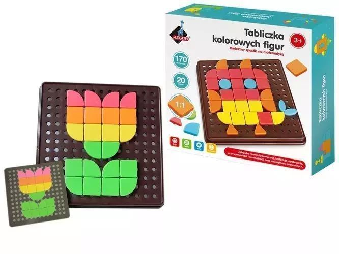 Geometryczna tabliczka kolorowych figur. Askato