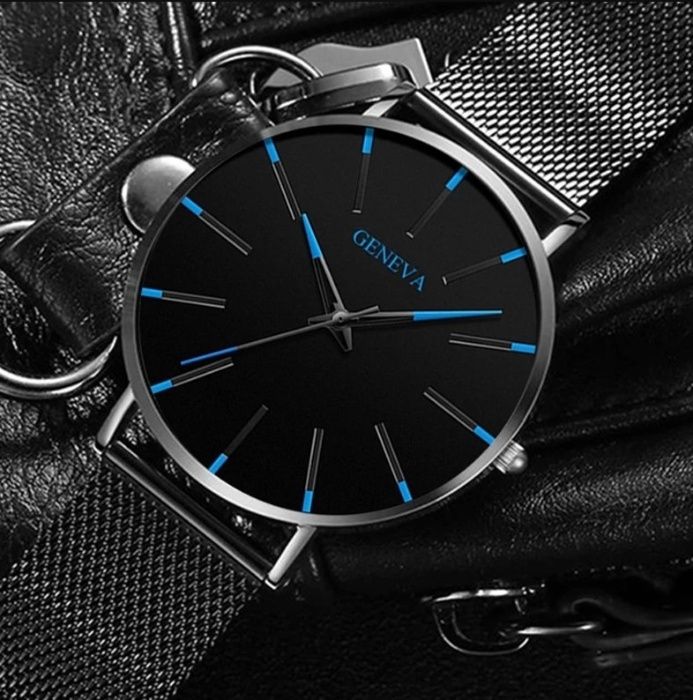 Relógios GENEVA (Preto e Azul/Laranja) Homem - Relógio Luxury Quartzo