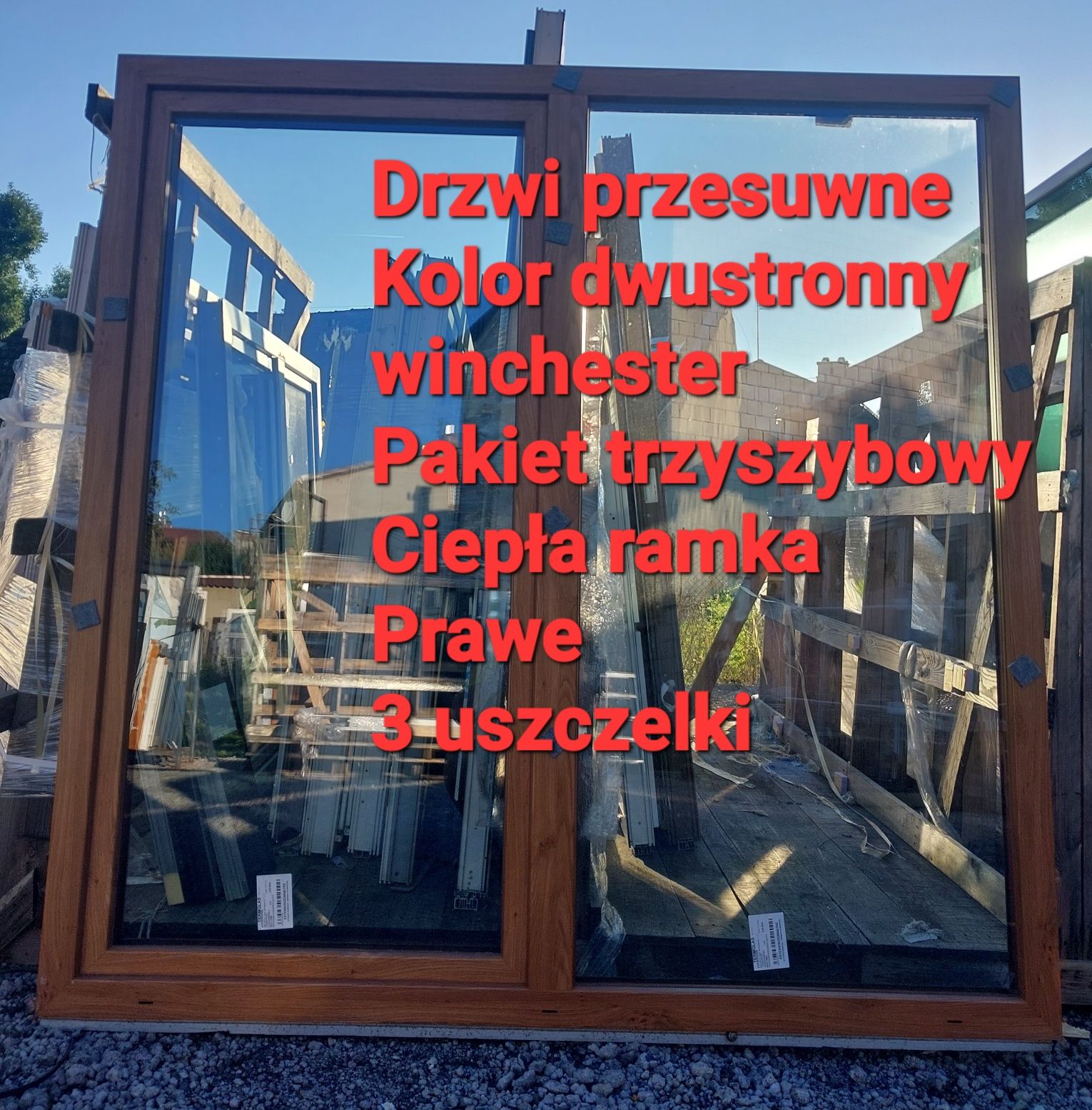 Drzwi przesuwne białe 209x233 Automat  środek orzech