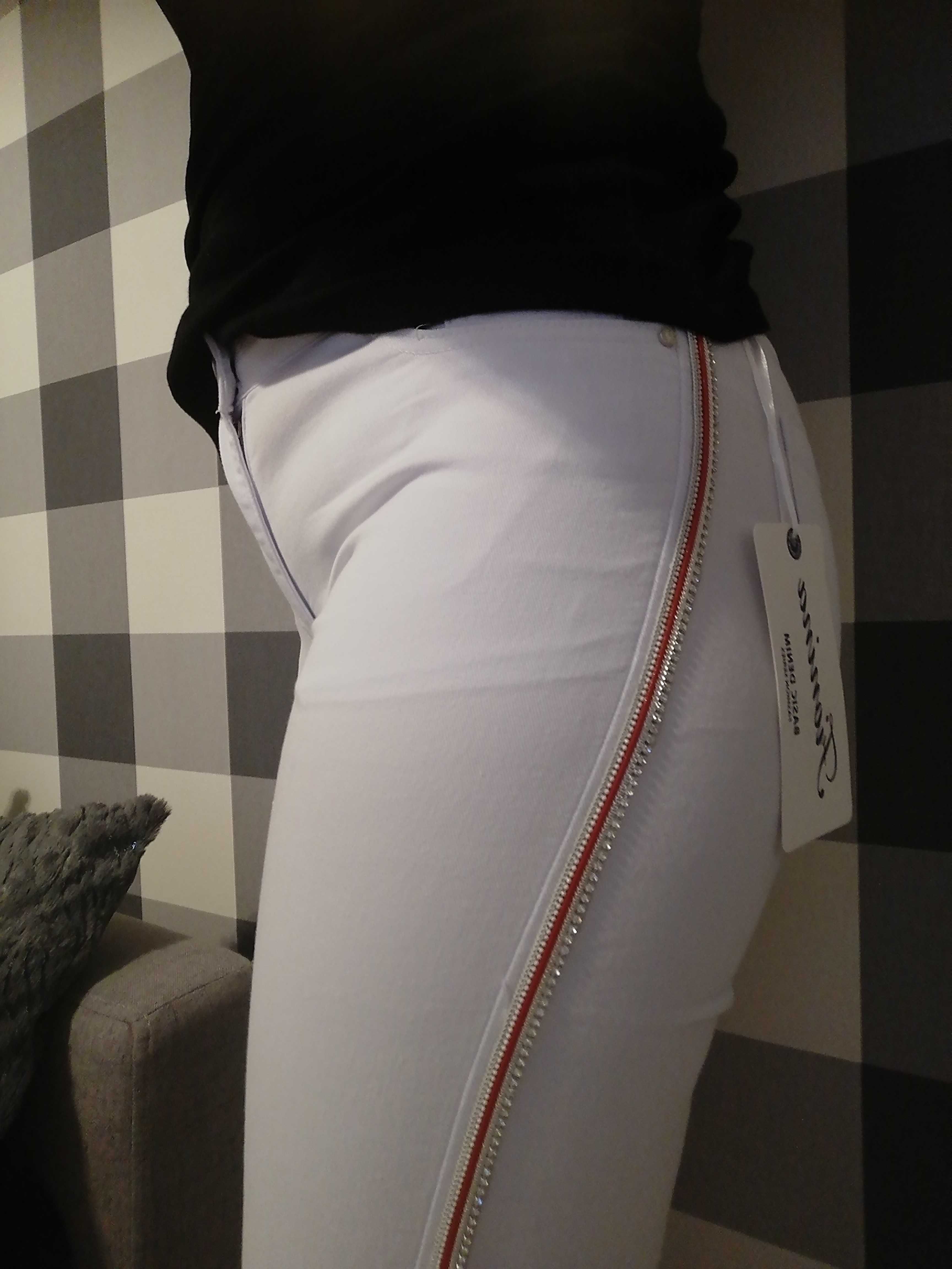 Spodnie damskie białe jeansowe