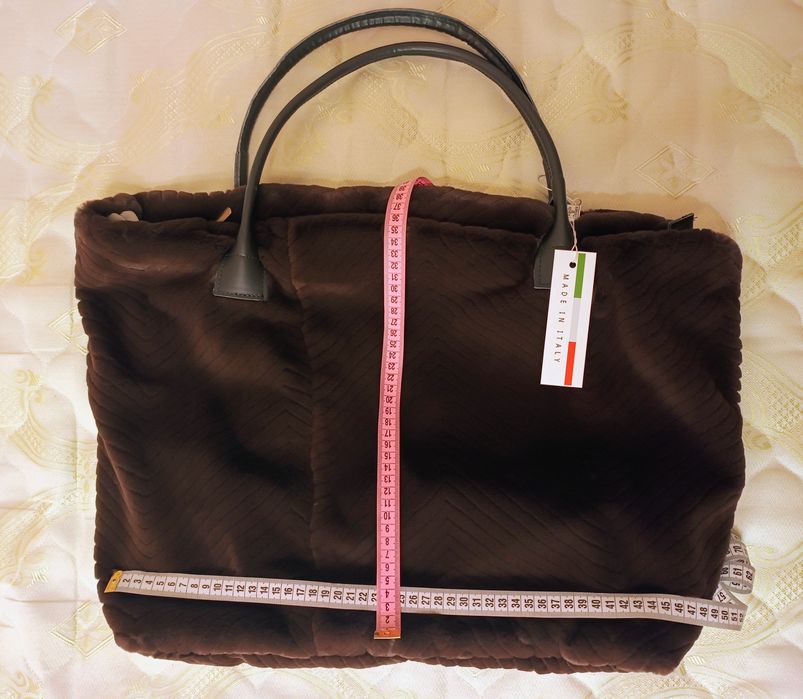 Жіноча сумка шоппер із екохутра норкі. Made in Italy..