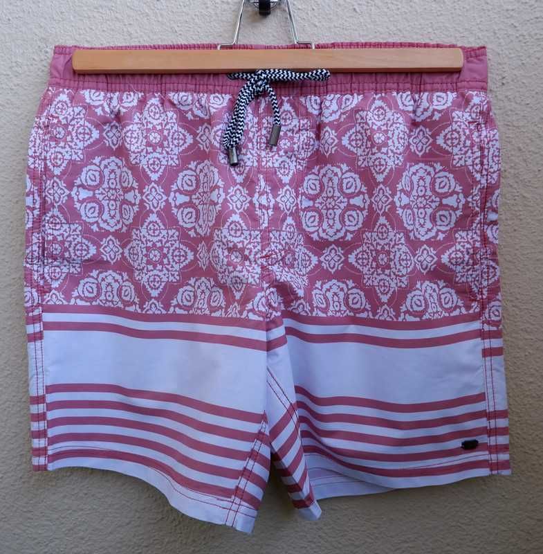 Calçao Fato Banho Surf Vermelho Branco - Homem