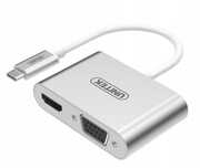Adapter USB-C Unitek HDMI D-Sub VGA Y-V100