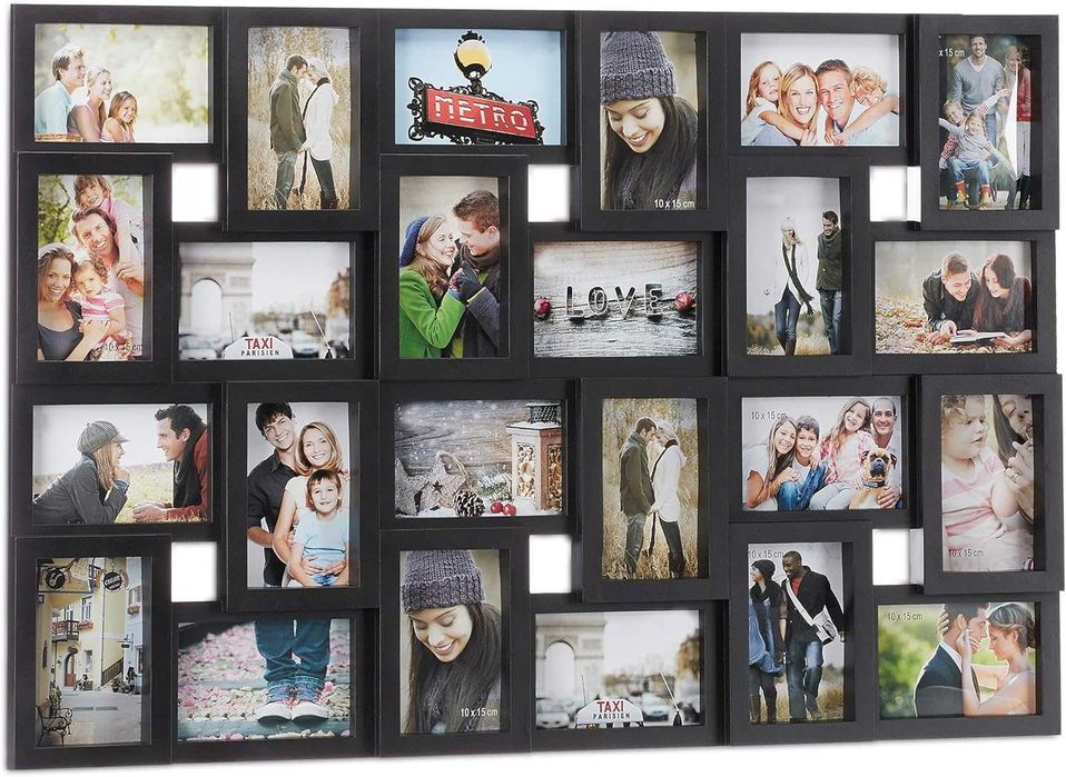 Relaxdays Ramka XXL na 24 zdjęcia w formacie 10 x 15. 53x85 cm czarna