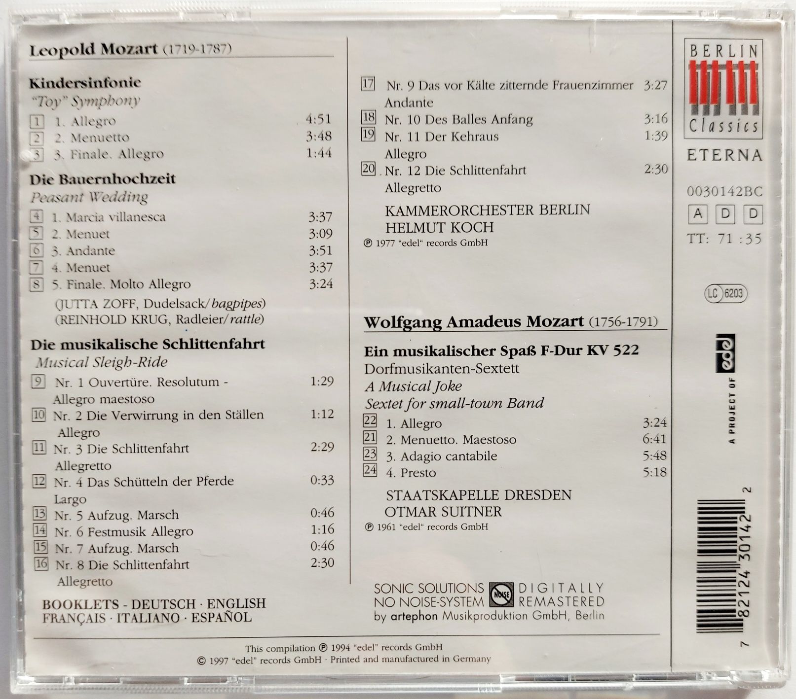 Leopold Mozart Wolfgang Amadeusz Mozart 1994r