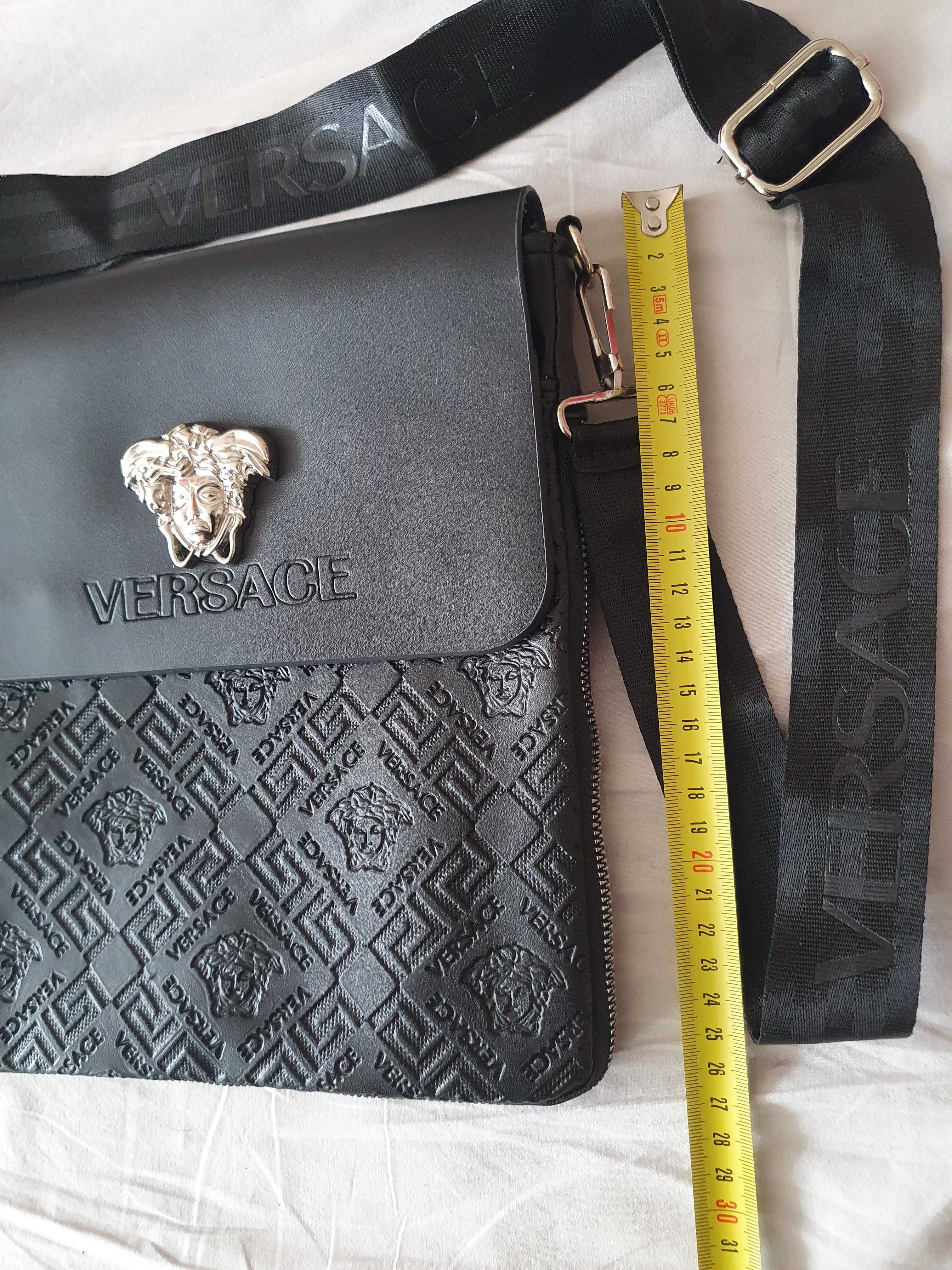 NOWA listonoszka Versace torebka na ramię czarna meduza srebrna hit
