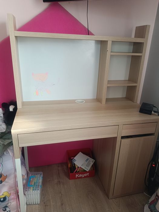 Biurko z nadstawką micke Ikea 105x50 imitacja dębu bejcowanego