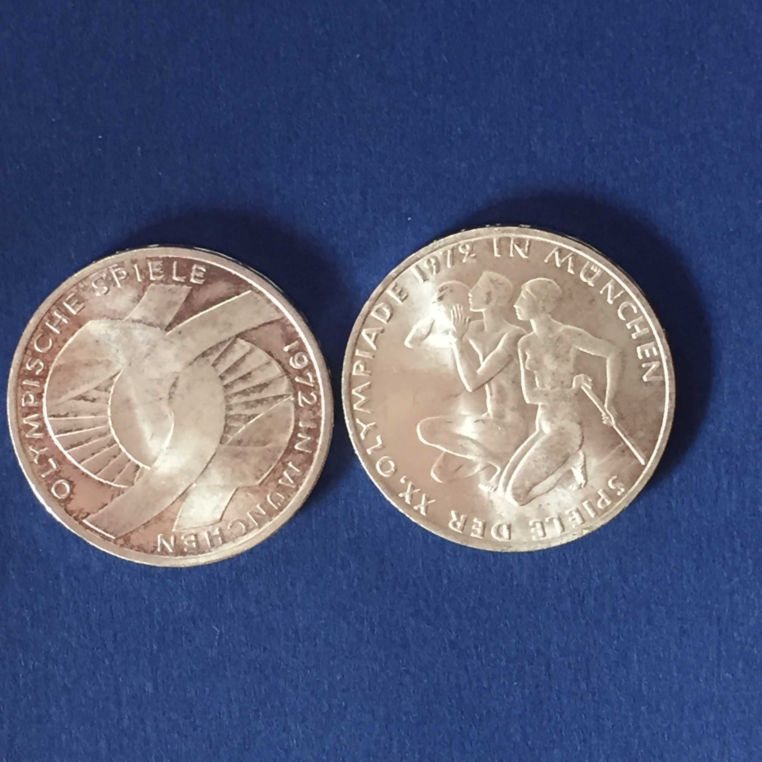 Alemanha 10 Marcos 1972-J e 1972-F Jogos Olímpicos - 2 moedas em prata