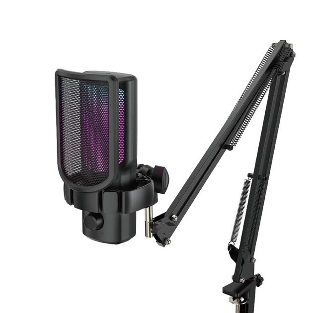 Мікрофон RGB USB з підсвічуванням і підставкою — на штативі для стріму