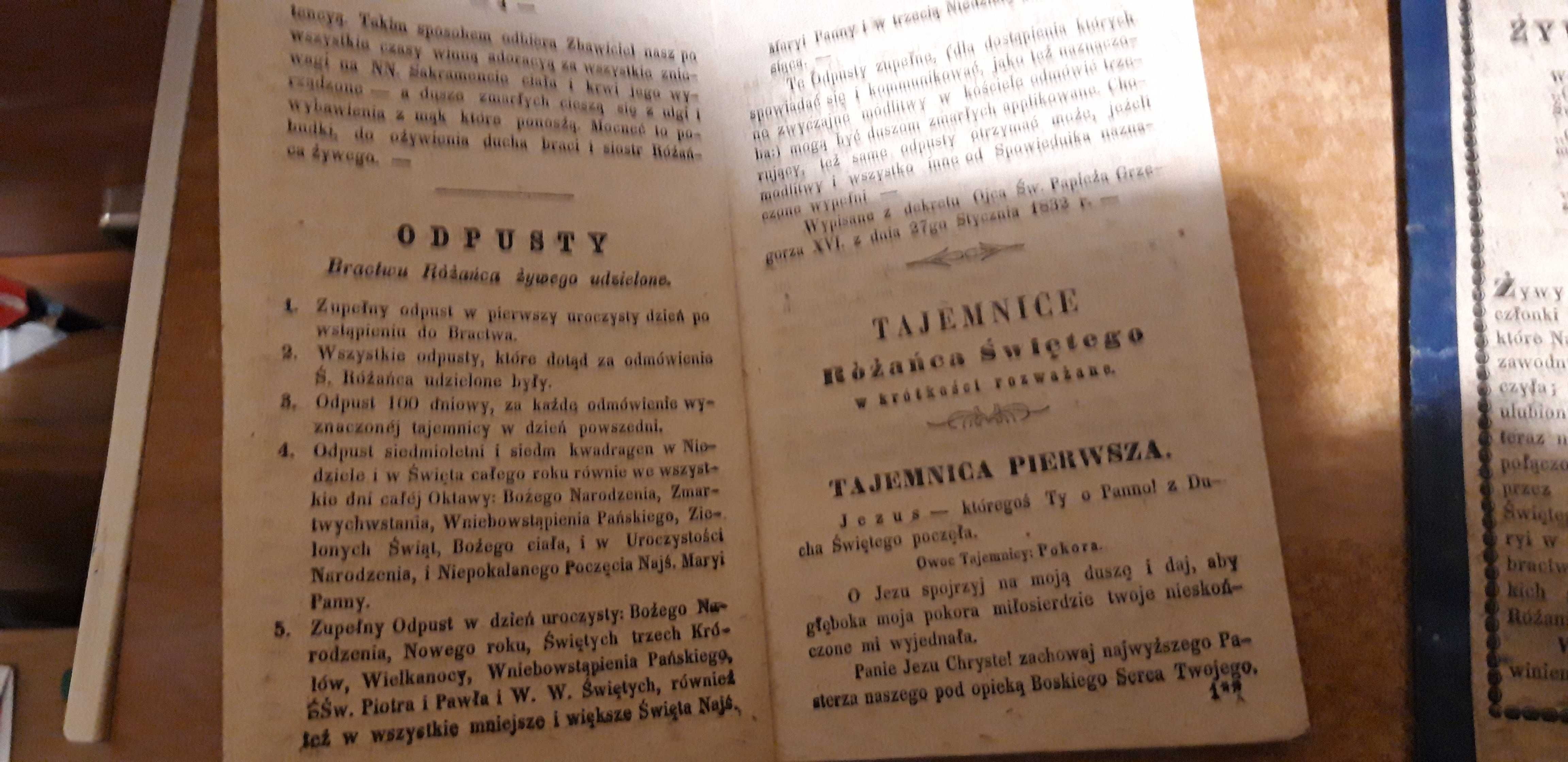 Reguły Źywego Różańca -Rzeszów 1859, rzadkie